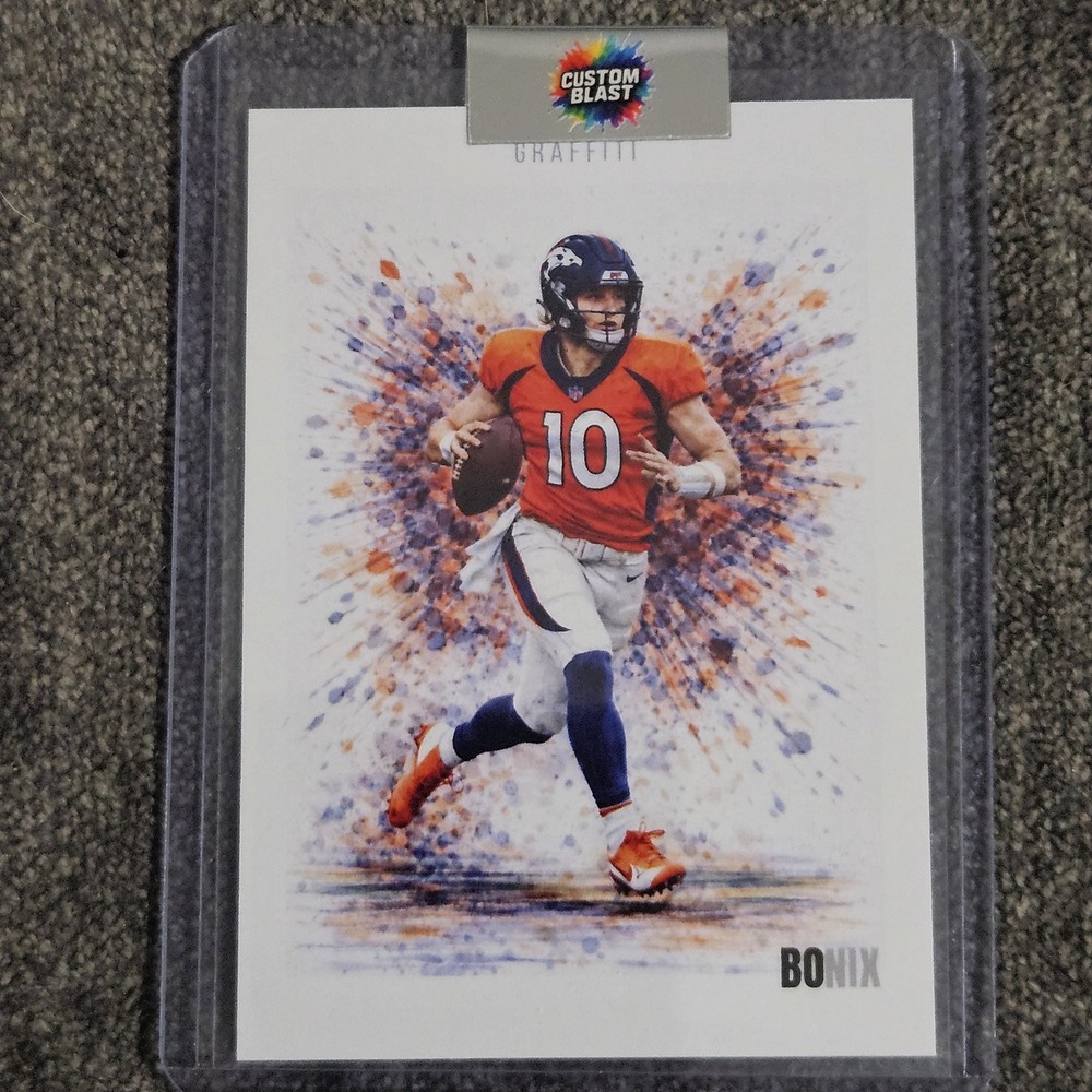 Bo Nix CUSTOM Graffiti Football Card Denver Broncos